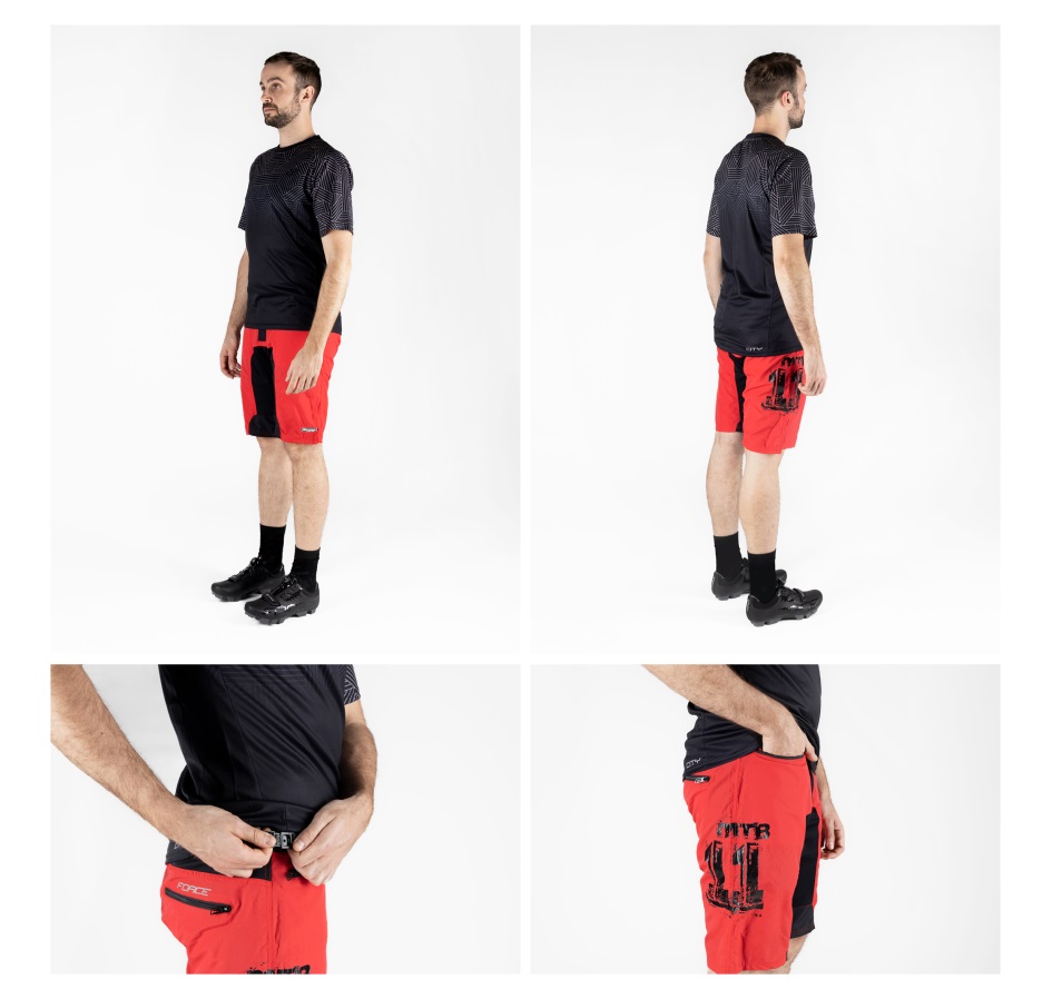 shorts FORCE MTB-11 with sep. pad, red