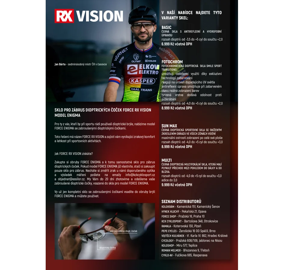 sklo dioptrické FORCE RX VISION SUN MAX, černé