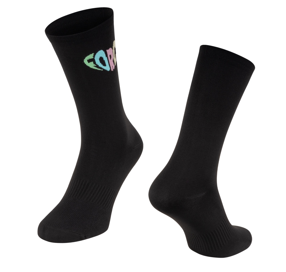 socks FORCE IN HEART long, black S-M/36-41