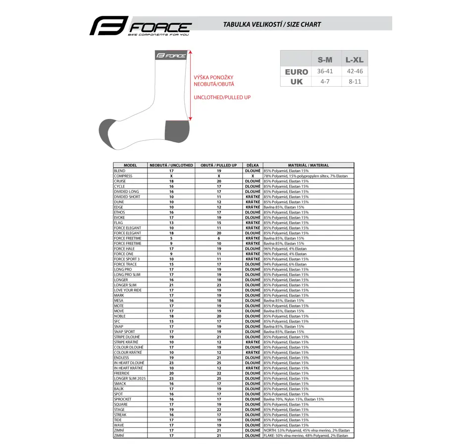 socks FORCE LONG PRO SLIM, white-black