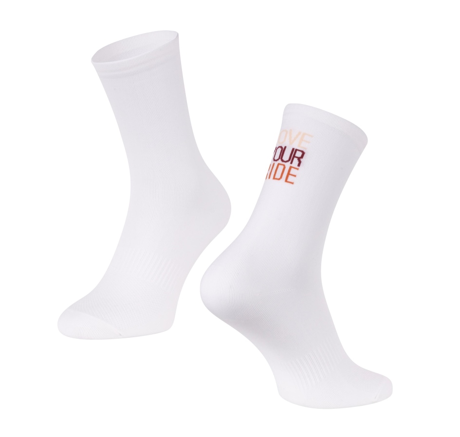 socks FORCE LOVE YOUR RIDE, white L-XL/42-46
