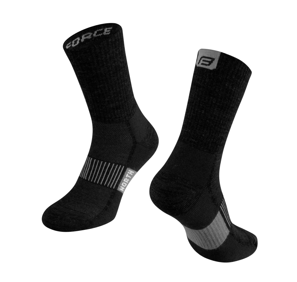 socks FORCE NORTH thermo, black-grey