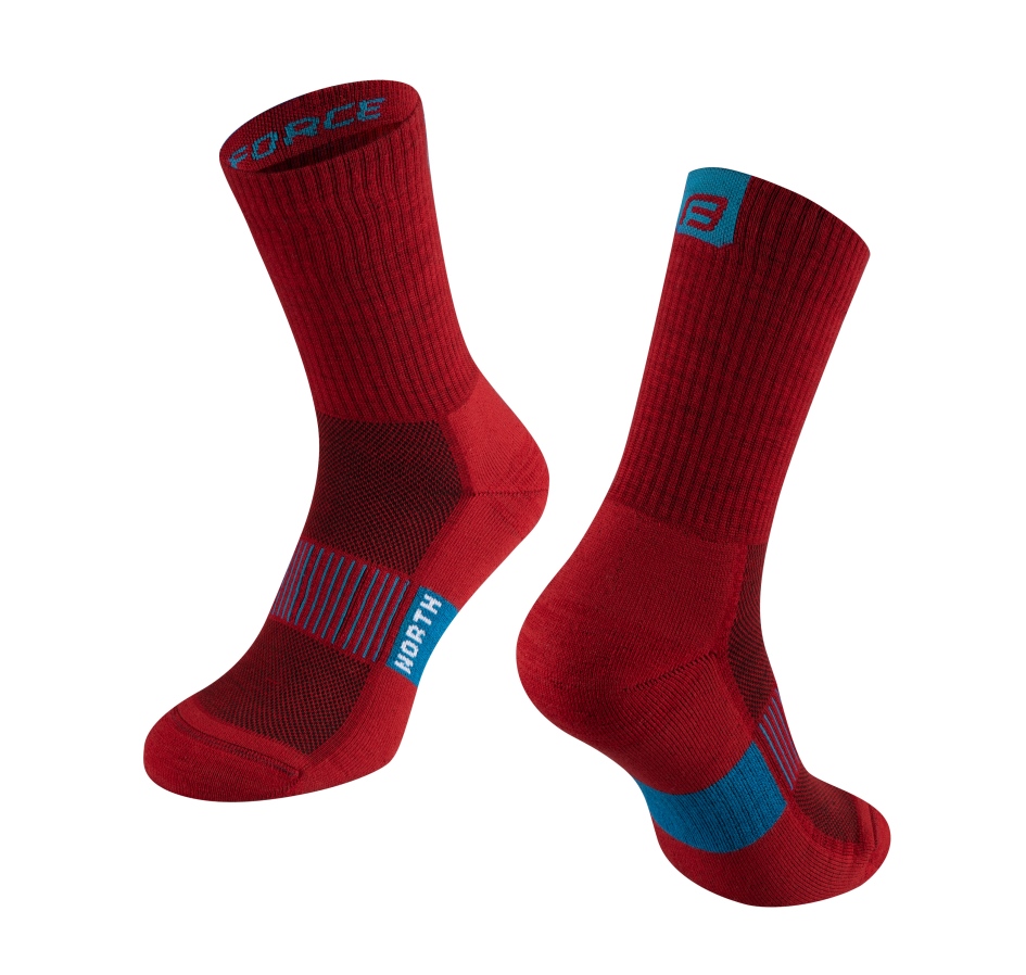 socks FORCE NORTH thermo, red-blue