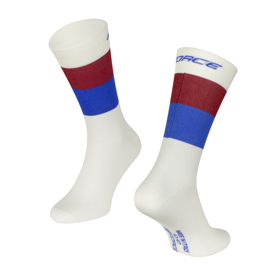 socks FORCE RAINBOW, creme-blue-red L-XL / 43 -47