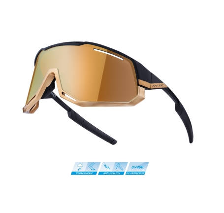 sunglasses F ATTIC,black-gold, gold mirror lens