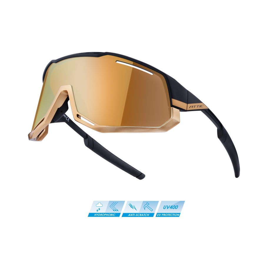 sunglasses F ATTIC,black-gold, gold mirror lens