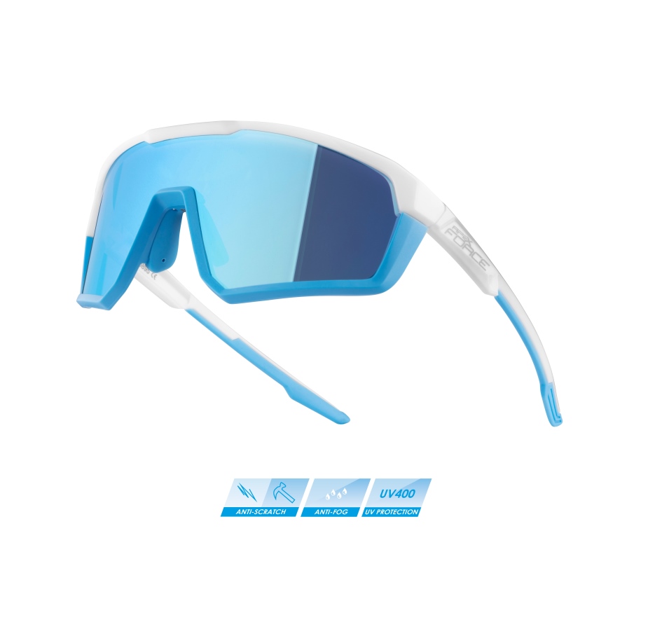 sunglasses FORCE APEX, white-gray, blue mirr. lens