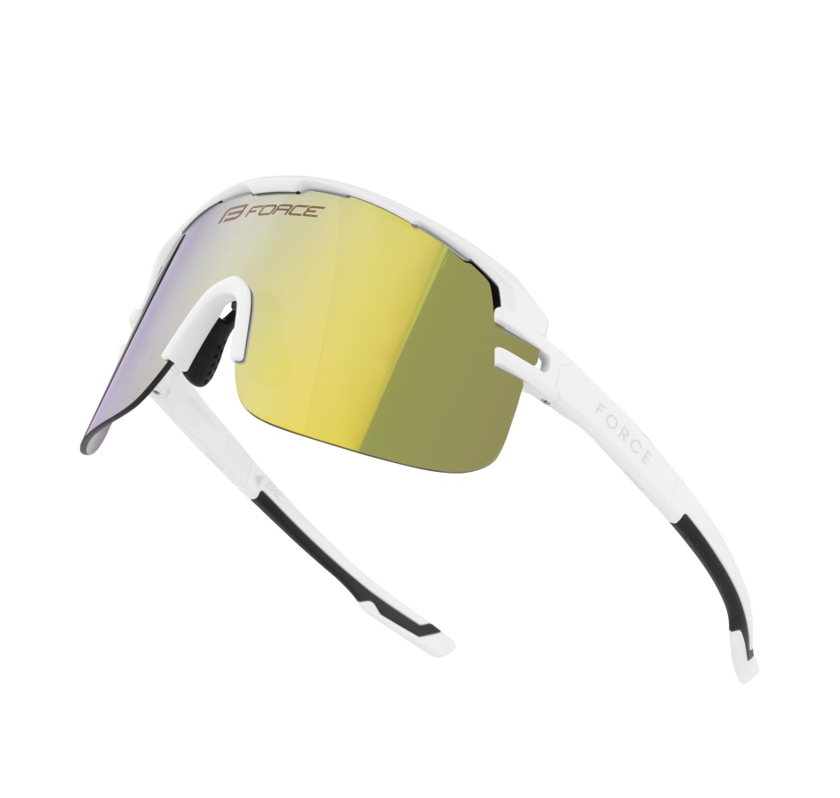 sunglasses FORCE EPIC,white, yellow mirror lens