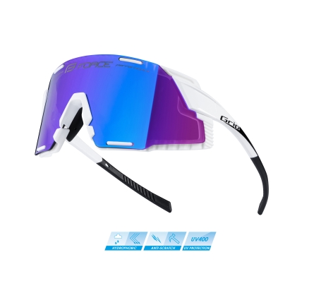 sunglasses FORCE GRIP, white, blue revo lens