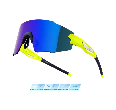 sunglasses FORCE MANTRA fluo, blue mirror lens