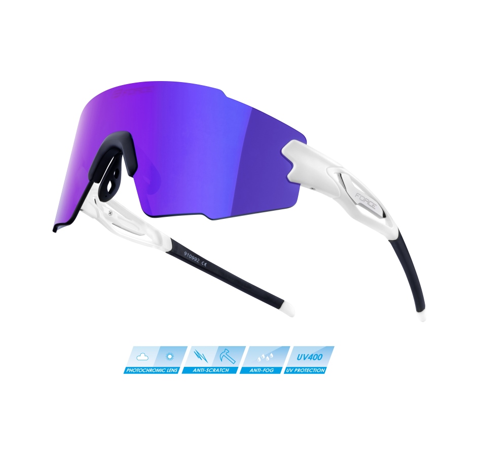 sunglasses FORCE MANTRA white, purple mirror lens