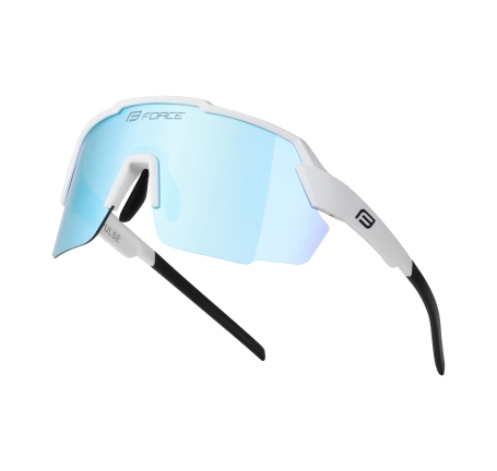 sunglasses FORCE PULSE white, blue mirr. lens