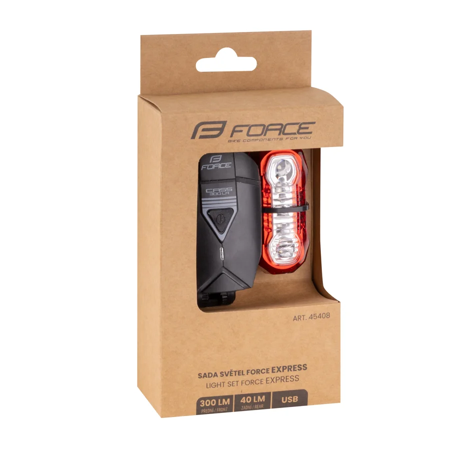 světla sada FORCE EXPRESS USB přední+zadní