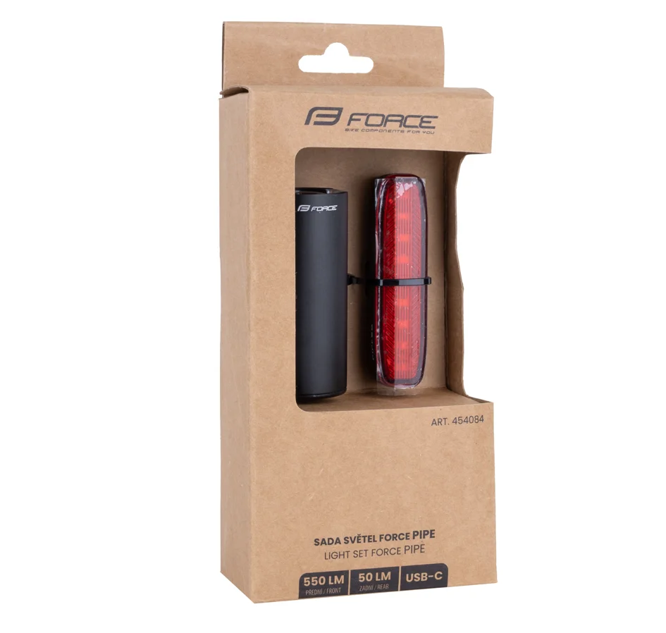 světla sada FORCE PIPE USB přední+zadní