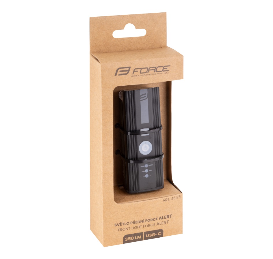 světlo přední FORCE ALERT 350LM USB, černé