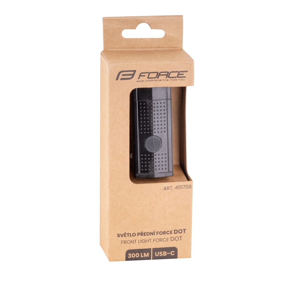 světlo přední FORCE DOT 300LM USB, černé