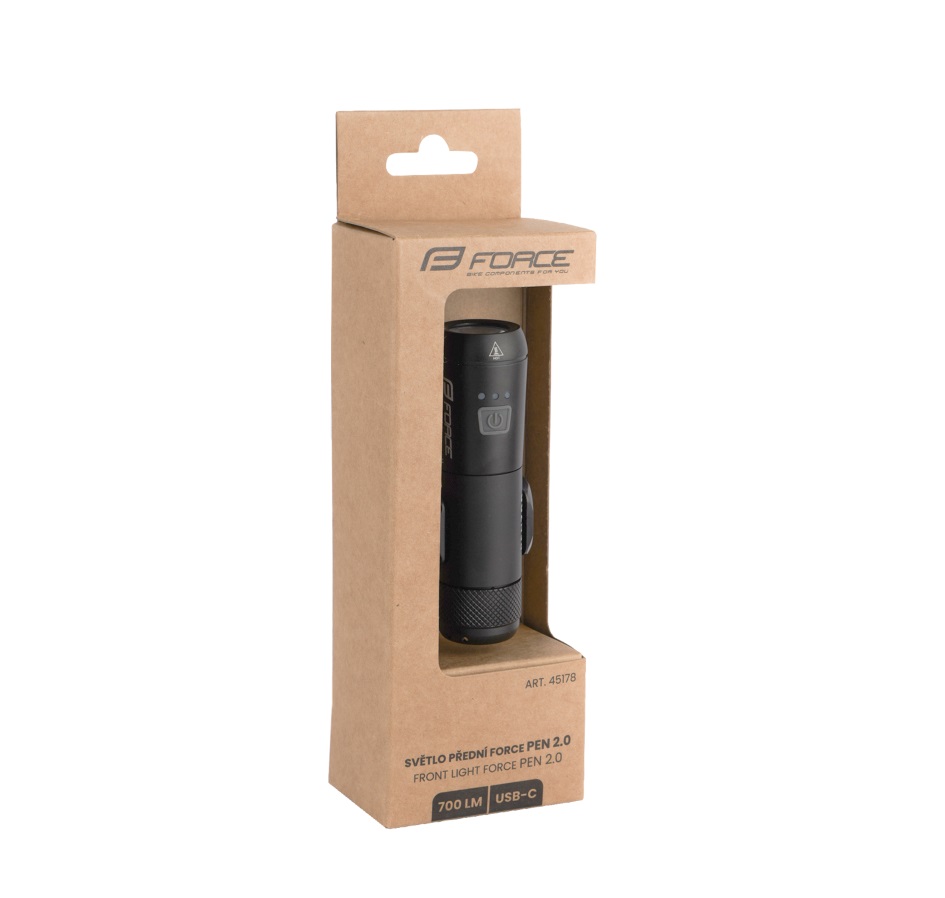 světlo přední FORCE PEN 2.0 700LM USB, černé