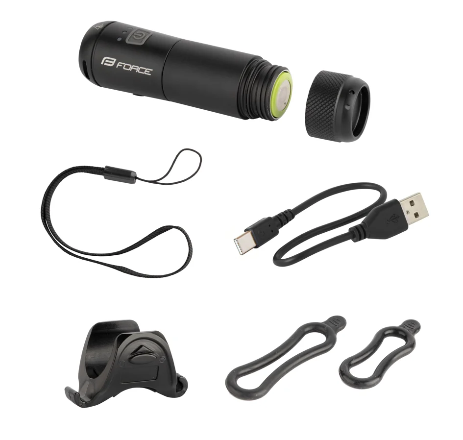 světlo přední FORCE PEN 2.0 700LM USB, černé