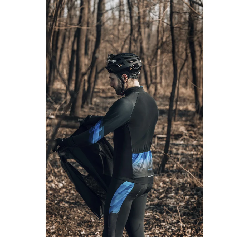 tights F RIDGE with pad, black-blue 