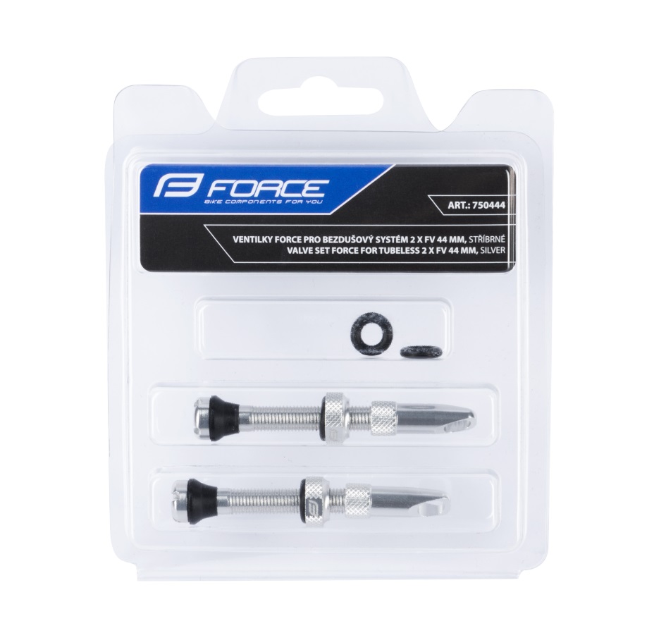 valve set FORCE for tubeless 2 x FV 44 mm, silver