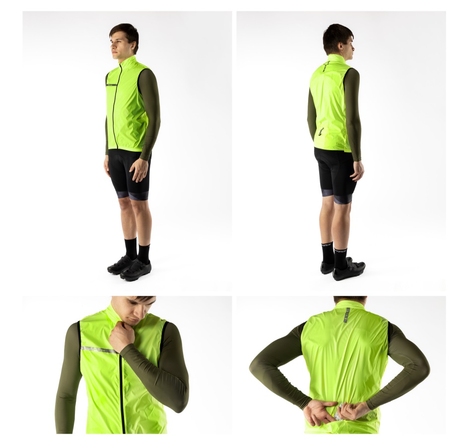 vest FORCE WINDPRO, full back, fluo