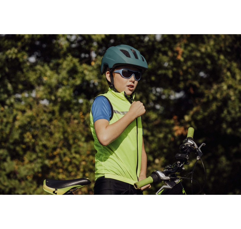 vest FORCE WINDPRO KID, full back, fluo