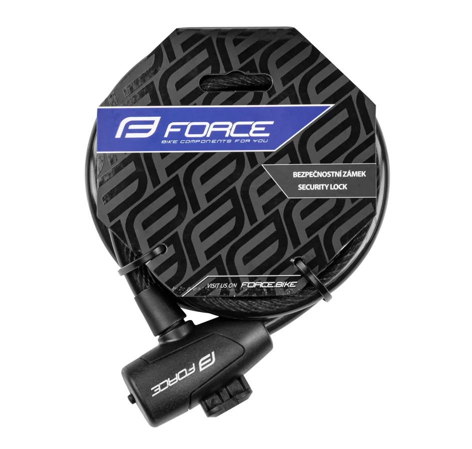 zámek F STRONG spirálový s držákem 180cm/12mm, črn